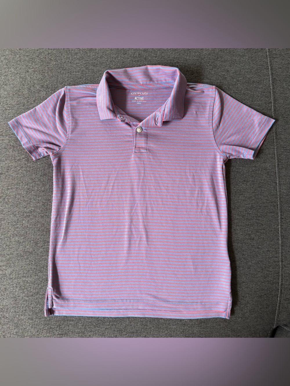 Crewcuts Purple Blue Active Striped performance Polo Shirt Top Boys S 6-7